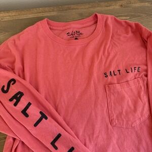 Salt Life Men's Medium Red Fishing Swordfish Long Sleeve Tee T-Shirt‎